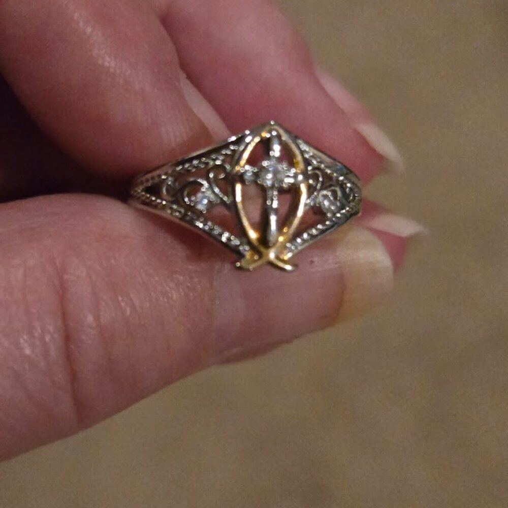 Cross Ring Silver/Gold Size 7